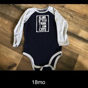 18mo longsleeve onesie.Blink if you think I’m cute